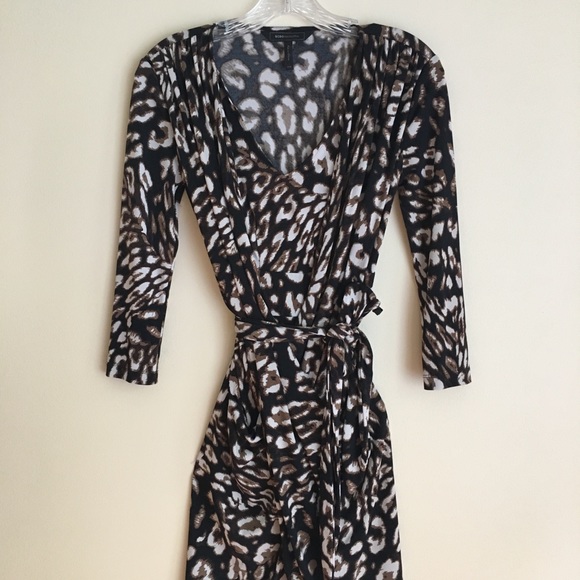 BCBG Animal Print Jersey Knit Wrap Dress XXS - Picture 3 of 5